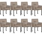 Set van 8 Taupe leren moderne eetkamerstoelen - Toledo Leer, Huis en Inrichting, Stoelen, Overige kleuren, Nieuw, Leer, Ophalen of Verzenden