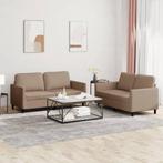 vidaXL 2-delige Loungeset met kussens kunstleer cappuccino, Verzenden, 150 tot 200 cm, Nieuw, Leer