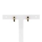 Gouden oorbellen met saffier en diamanten; 0,01 ct., Gebruikt, Overige kleuren, Ophalen of Verzenden, Met edelsteen