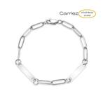 Paperclip 2 namen armband zilver premium stainless steel, Verzenden, Nieuw, Zilver