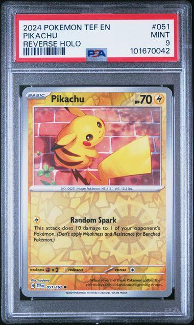 PSA 9 | Pikachu Reverse Holo | Temporal Forces | 051/162, Hobby en Vrije tijd, Verzamelkaartspellen | Pokémon, Ophalen of Verzenden