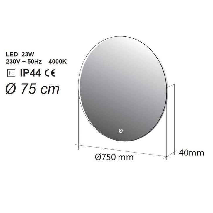 Badkamerspiegel Allibert Aloy LED Verlichting 75 cm, Huis en Inrichting, Badkamer | Badkamermeubels, Ophalen of Verzenden