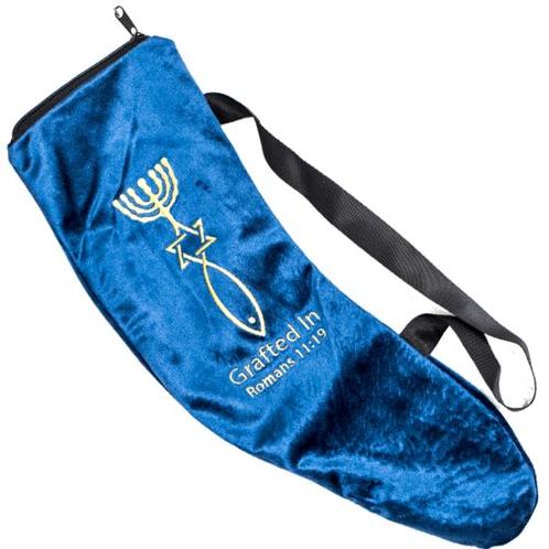 Tas voor Ramshoorn Shofar in prachtig blauw fluweel met b..., Muziek en Instrumenten, Blaasinstrumenten | Overige, Verzenden