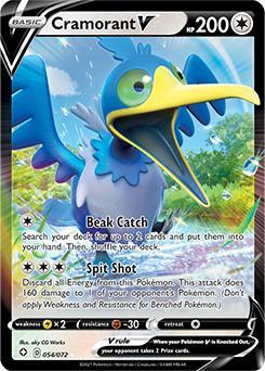 cramorant v 054/72 shining fates, Hobby en Vrije tijd, Verzamelkaartspellen | Pokémon, Losse kaart, Nieuw, Foil, Ophalen of Verzenden