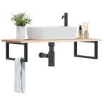 vidaXL Badkamer wandschap staal en massief eikenhout, Verzenden, Nieuw
