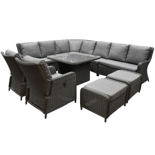 Bilbao premium dining loungeset 9 delig antraciet wicker, Tuin en Terras, Tuinsets en Loungesets, Nieuw, Wicker, Ophalen of Verzenden