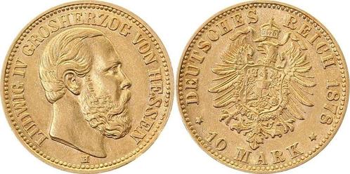 Duitsland 10 Mark Ludwig Iv Hessen 1878h vorzueglich mini..., Postzegels en Munten, Munten | Europa | Niet-Euromunten, Verzenden