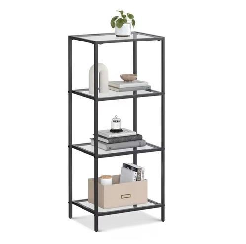 Nieuwe Glazen Kast - Boekenkast of Vitrinekast 4 lagen Zwart, Huis en Inrichting, Kasten | Vitrinekasten, Nieuw, Met plank(en)