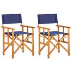 vidaXL Regisseursstoelen 2 st massief acaciahout blauw, Verzenden, Nieuw, Hout