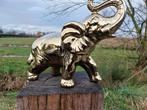 Beeld, olifant in gouden chrome kleur - 32 cm - gesteente