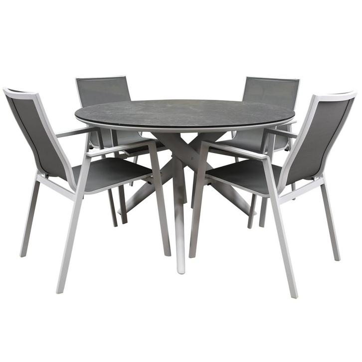 New Valley dining tuinset 120x74 cm 5 delig aluminium wit, Tuin en Terras, Tuinsets en Loungesets, Nieuw, Aluminium, Ophalen of Verzenden