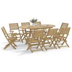 vidaXL 9-delige Tuinset massief acaciahout, Tuin en Terras, Tuinsets en Loungesets, Nieuw, 8 zitplaatsen, Tuinset, Verzenden