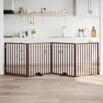 vidaXL Hondenhek met deur opvouwbaar 4 panelen bruin 320 cm, Dieren en Toebehoren, Honden-accessoires, Verzenden, Nieuw