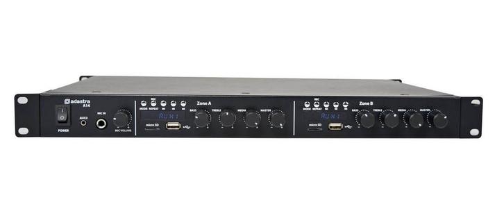 Adastra A14 Mixer Versterker Met 2 Kanalen 4x 100W, Audio, Tv en Foto, Versterkers en Receivers, Nieuw, Overige merken, Verzenden