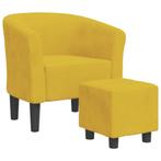 Design Kuipstoel Fluweel Geel - Inclusief Voetenbank - OP=OP, Huis en Inrichting, Stoelen, Ophalen of Verzenden, Nieuw, Overige kleuren
