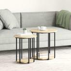 vidaXL Bijzettafelset 2 pcs Sonoma eik en Zwart 50 x 50 x, Huis en Inrichting, Tafels | Bijzettafels, Verzenden, Nieuw, 45 tot 60 cm