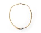 Een 14 krt. bicolor gouden collier bezet met diamant, Sieraden, Tassen en Uiterlijk, Kettingen, Gebruikt