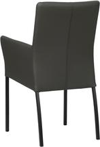 Donkergrijze leren moderne eetkamerstoel - poot vierkant zwa, Huis en Inrichting, Stoelen, Overige kleuren, Nieuw, Leer, Ophalen of Verzenden
