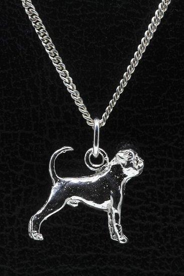 Zilveren Brabancon petit met staart ketting hanger - groot, Sieraden, Tassen en Uiterlijk, Kettinghangers, Verzenden