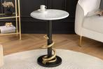 Ronde bijzettafel WILDLIFE SNAKE 55cm Wit Marmer Goud Zwart, Huis en Inrichting, Tafels | Sidetables, Ophalen of Verzenden, Nieuw