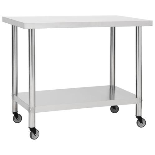 vidaXL Keukenwerktafel met wielen 100x60x85 cm roestvrij, Zakelijke goederen, Horeca | Overige, Verzenden