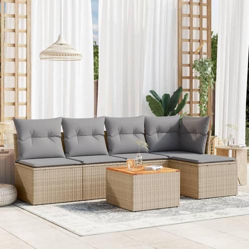 vidaXL 6-delige Loungeset met kussens poly rattan gemengd, Tuin en Terras, Tuinsets en Loungesets, Loungeset, Nieuw, Rotan, Verzenden
