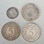 Duitsland. Lot of 4 coins: ½ Mark 1905, 5 Reichsmark 1936 E,, Postzegels en Munten