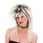 Pruik 80s rocker zwart-wit, Verzenden, Nieuw, Feestartikel