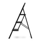Huishoudtrap 3 treden - stalen ladder - opvouwbaar - zwart, Doe-het-zelf en Verbouw, Ladders en Trappen, Ophalen of Verzenden