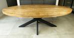 NIEUW Ovale tafel mango naturel en zwart 160 t/m 240cm, 50 tot 100 cm, Vijf personen of meer, Ophalen, Overige houtsoorten