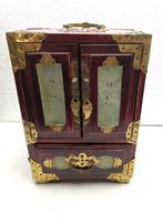 Sieradendoos - Hout, Messing, Steen - Chinees sieradenkastje, Antiek en Kunst