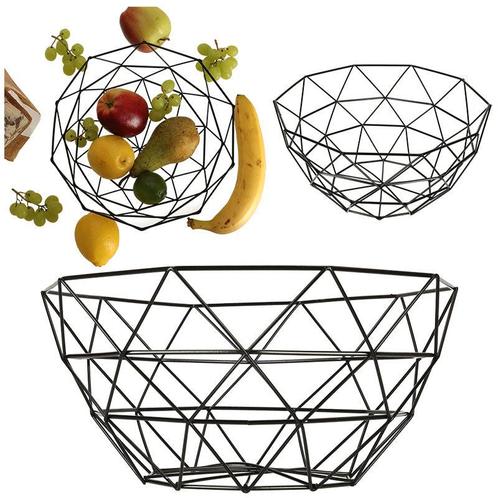Ikonka Aluminium Fruitschaal 26 cm Zwart - Ronde Fruitmand, Huis en Inrichting, Keuken | Keukenbenodigdheden, Ophalen of Verzenden