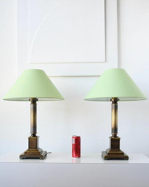 Tafellamp - Twee prachtige high end XL gietijzeren messing, Antiek en Kunst, Curiosa en Brocante