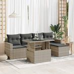 vidaXL 6-delige Loungeset met kussens poly rattan lichtgrijs, Tuin en Terras, Verzenden, Nieuw, Rotan, Loungeset