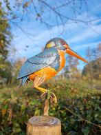 Ijsvogel op tak - Beeldje - Natuurlijke vibe - Metaal