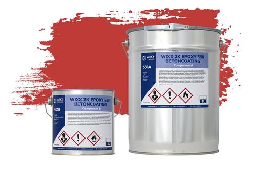 Wixx 2K Epoxy 550 Betonverf RAL 3020 | Verkeersrood 10L, Doe-het-zelf en Verbouw, Verf, Beits en Lak, Verf, Rood, Nieuw, 5 tot 10 liter