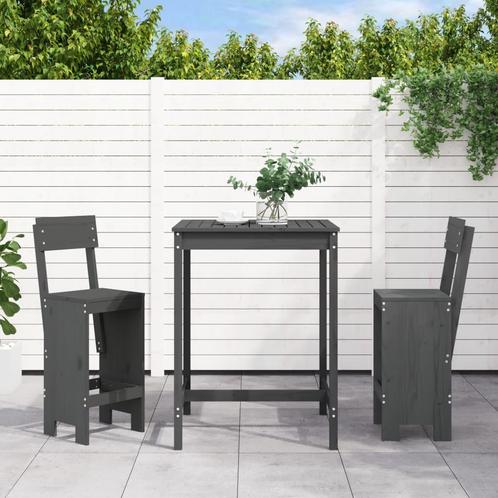 vidaXL 3-delige Tuinbarset massief grenenhout grijs, Tuin en Terras, Tuinsets en Loungesets, Nieuw, 3 zitplaatsen, Verzenden