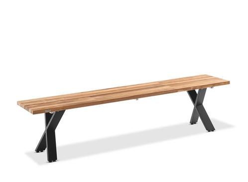 Niehoff Nemo Bank Aluminium X-Gestell Teak gebürstet - Zwart, Tuin en Terras, Tuinbanken, Nieuw, Overige materialen, Ophalen of Verzenden