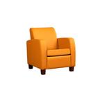 Leren fauteuil Joy - Toledo Leem (geel/bruin) - Poten hout, Huis en Inrichting, Fauteuils, Nieuw, Ophalen of Verzenden, Eigentijds, Klassiek, Modern