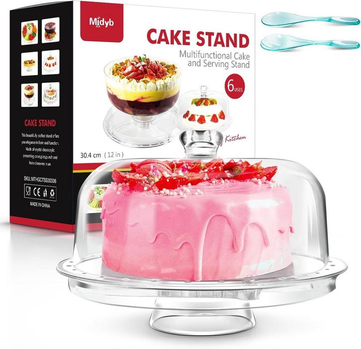 6-in-1 Cake Stand met Deksel – Taart en Saladeschaal in Eén, Diversen, Overige Diversen, Nieuw, Verzenden
