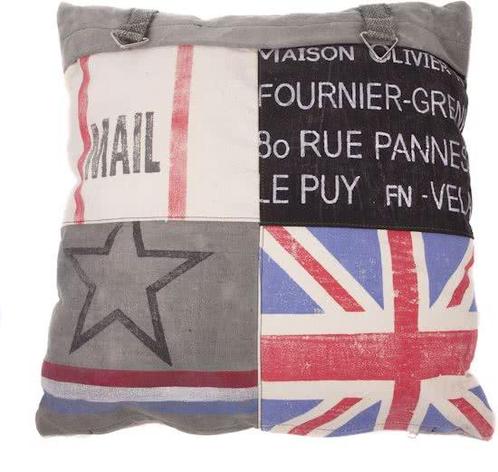 In The Mood Vintage Mail - Sierkussen - 45x45 cm -, Huis en Inrichting, Woonaccessoires | Kussens, Verzenden