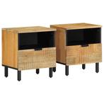 vidaXL Nachtkastjes 2 st 40x33x46 cm massief mangohout bruin, Verzenden, Nieuw, Hout