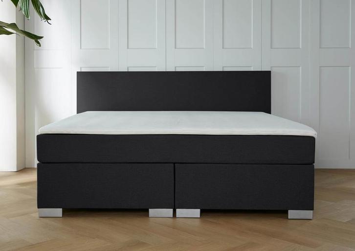 ACTIE! Boxspring Barcelona 160 200 Zwart, Huis en Inrichting, Slaapkamer | Boxsprings, 160 cm, 200 cm, Zwart, Tweepersoons, Nieuw