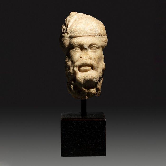 Oud-Romeins Marmer Oude Dionysos-hoofd. 1e - 2e eeuw n.Chr., Verzamelen, Mineralen en Fossielen