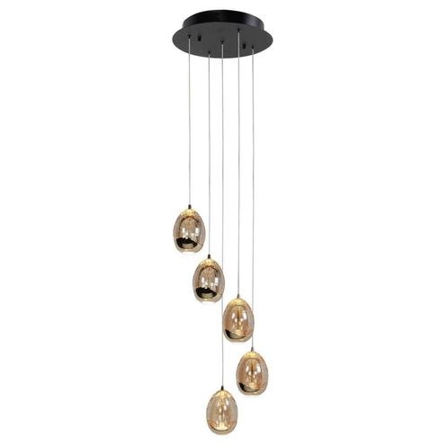 High light Hanglamp Amber Golden Egg 5 lichts Ø30cm, Huis en Inrichting, Lampen | Hanglampen, Glas, Minder dan 50 cm, Ophalen of Verzenden