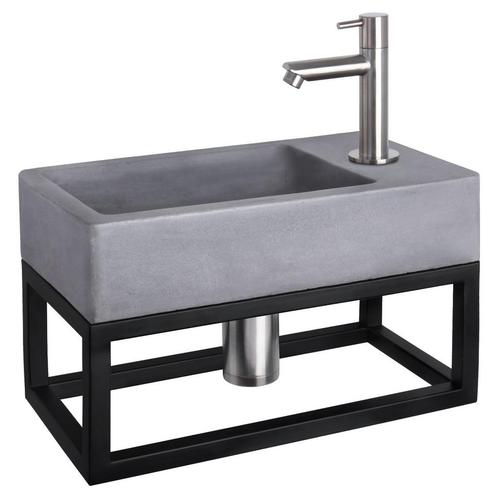 Fonteinset Differnz Force Beton en Handoekrek 40x22x9 cm, Doe-het-zelf en Verbouw, Sanitair, Overige typen, Nieuw, Chroom, Ophalen of Verzenden