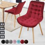 Eetkamerstoelen - Set van 6 - Velvet - Fluweel - Rood - Miad, Huis en Inrichting, Stoelen, Verzenden, Zo goed als nieuw
