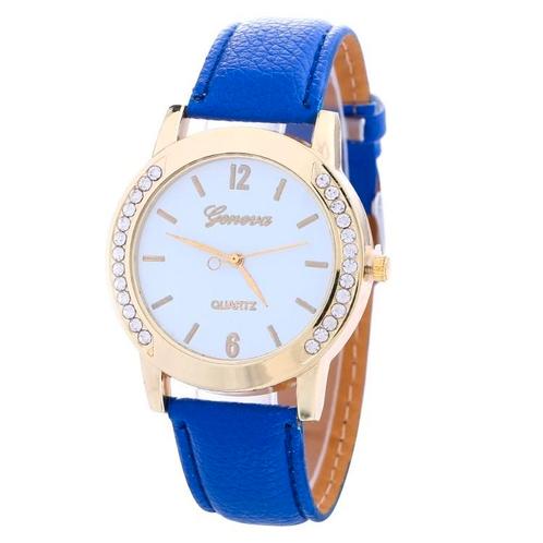 Fako® - Horloge - Geneva - Kristal - 40mm - Donkerblauw, Sieraden, Tassen en Uiterlijk, Horloges | Dames, Verzenden