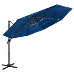 vidaXL Parasol 4-laags met aluminium paal 3x3 m azuurblauw, Verzenden, Nieuw, 3 tot 4 meter