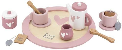 Label Label Roze Houten Theeservies Set LLWT-24838, Kinderen en Baby's, Speelgoed | Houten speelgoed, Nieuw, Verzenden